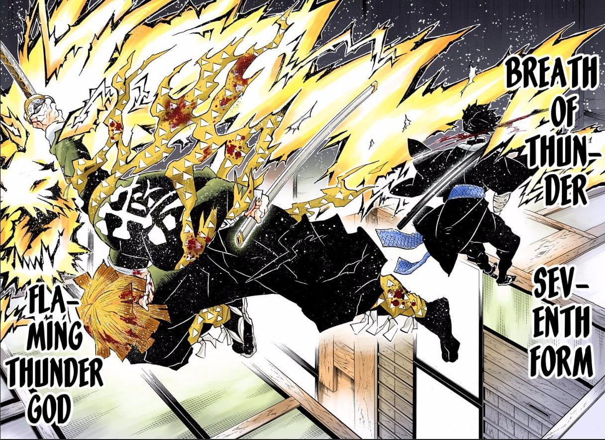 Zenitsu performing Flaming Thunder God (Image via Koyoharu Gotouge)