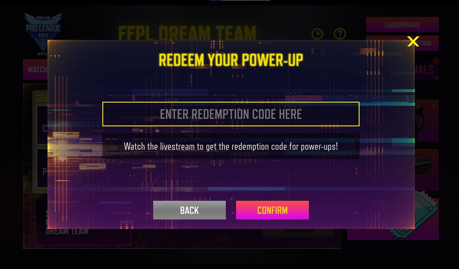 Paste FFPLIWUWUNSH and tap confirm button (Image via Garena)