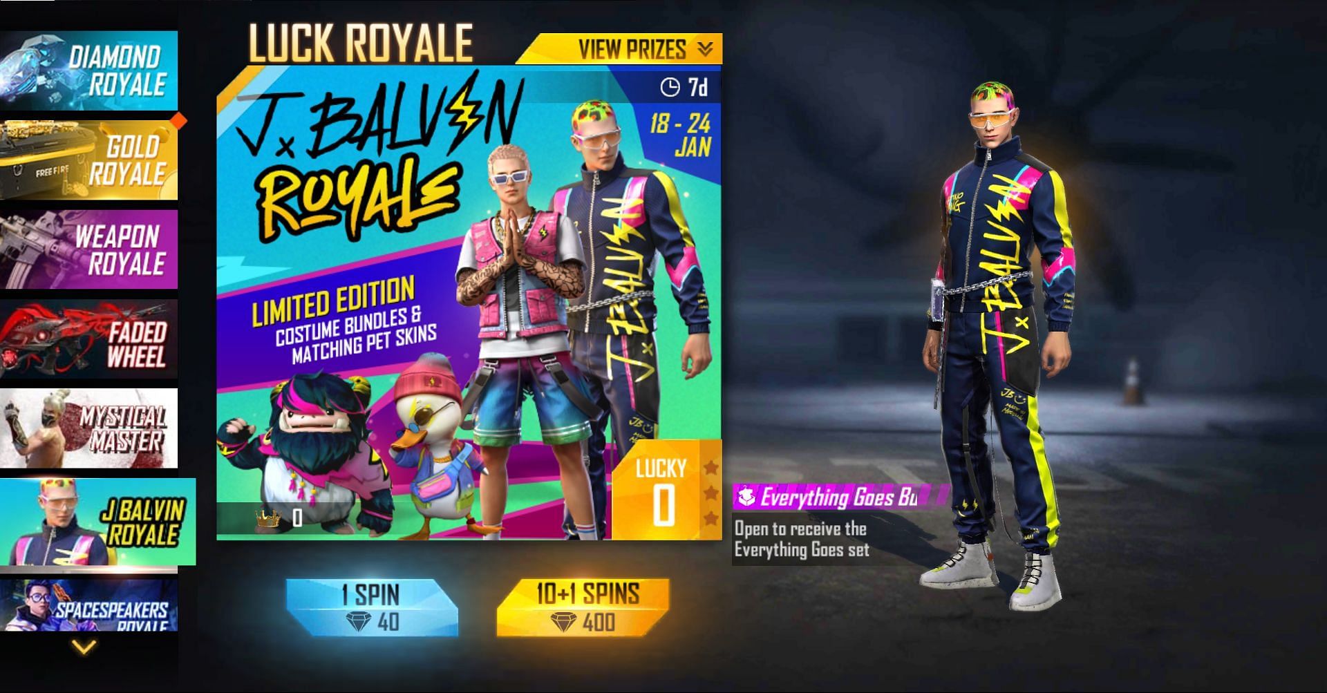 J Balvin Royale has been added to Free Fire (Image via Garena)