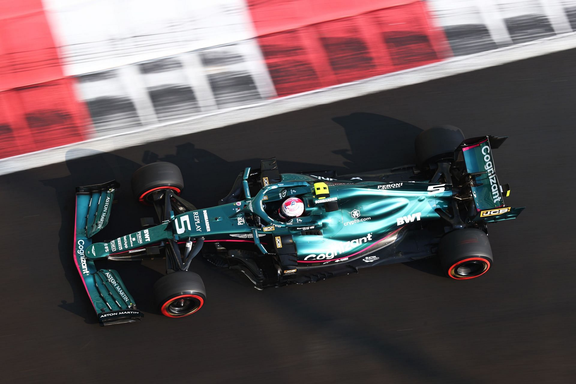 F1 Grand Prix of Abu Dhabi - Sebastian Vettel&#039;s Aston Martin zooms past