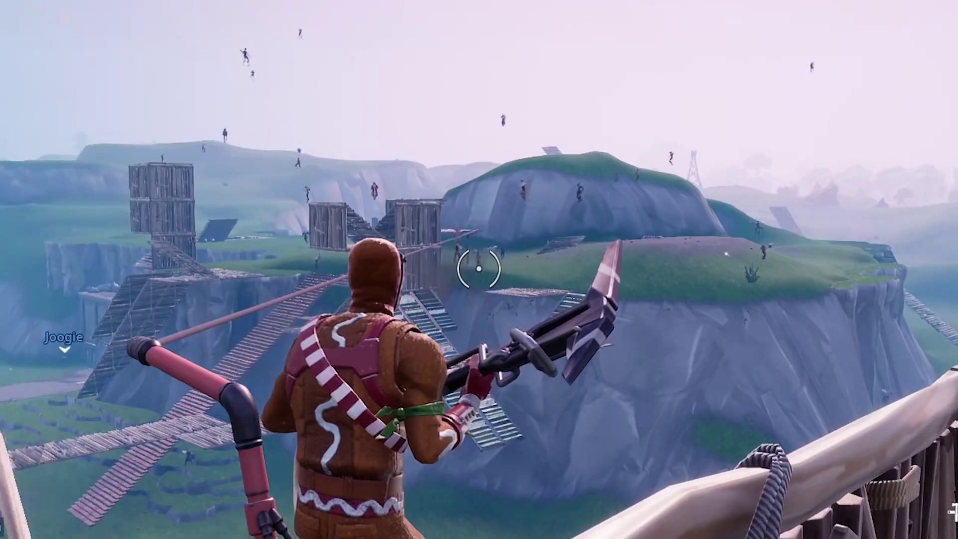 90 players building at the same time (Image via YouTube/Lazarbeam)