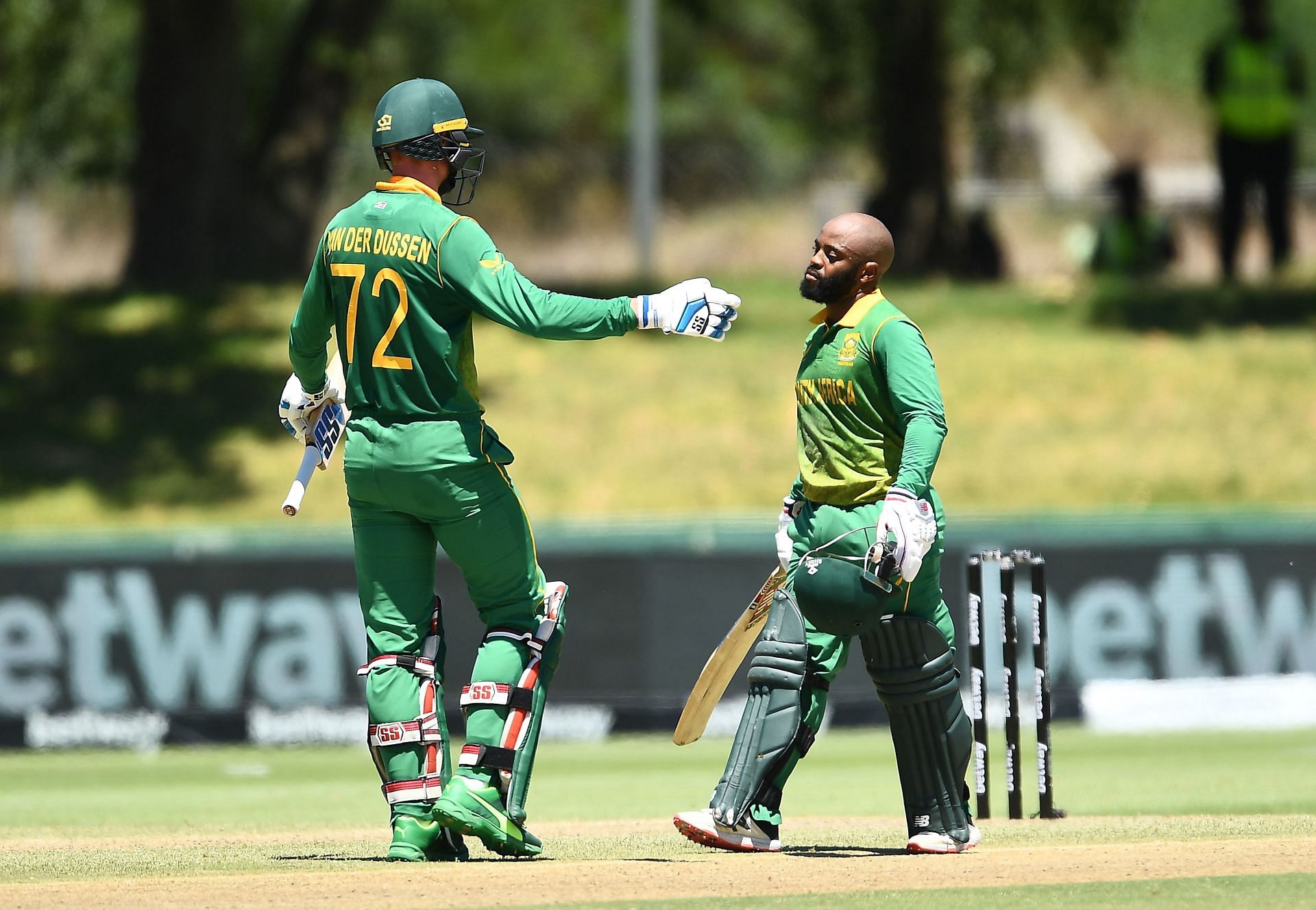 South Africa&rsquo;s centurions Rassie van der Dussen (left) and Temba Bavuma. Pic: Getty Images