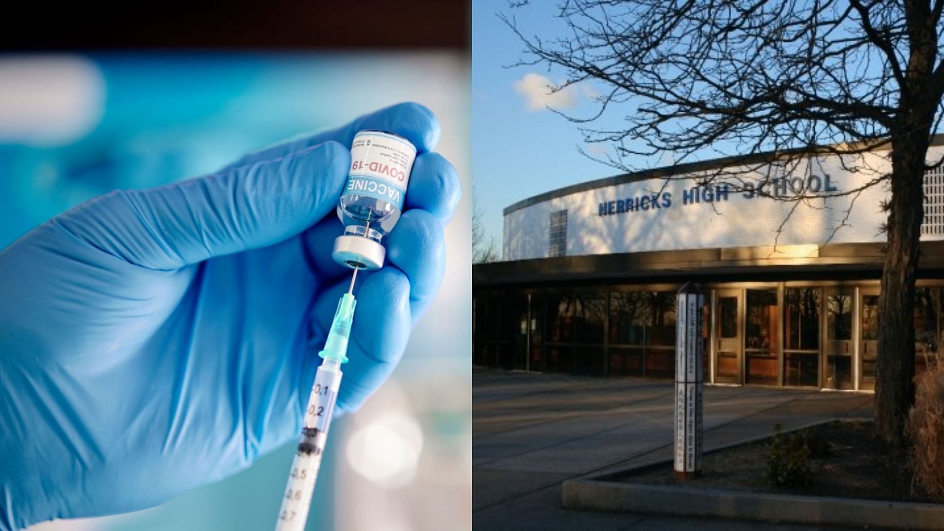 Herricks High School teacher Laura Russo arrested for administering J&amp;J COVID vaccine to a minor (Image via Getty Images and Herricks High School/Facebook)