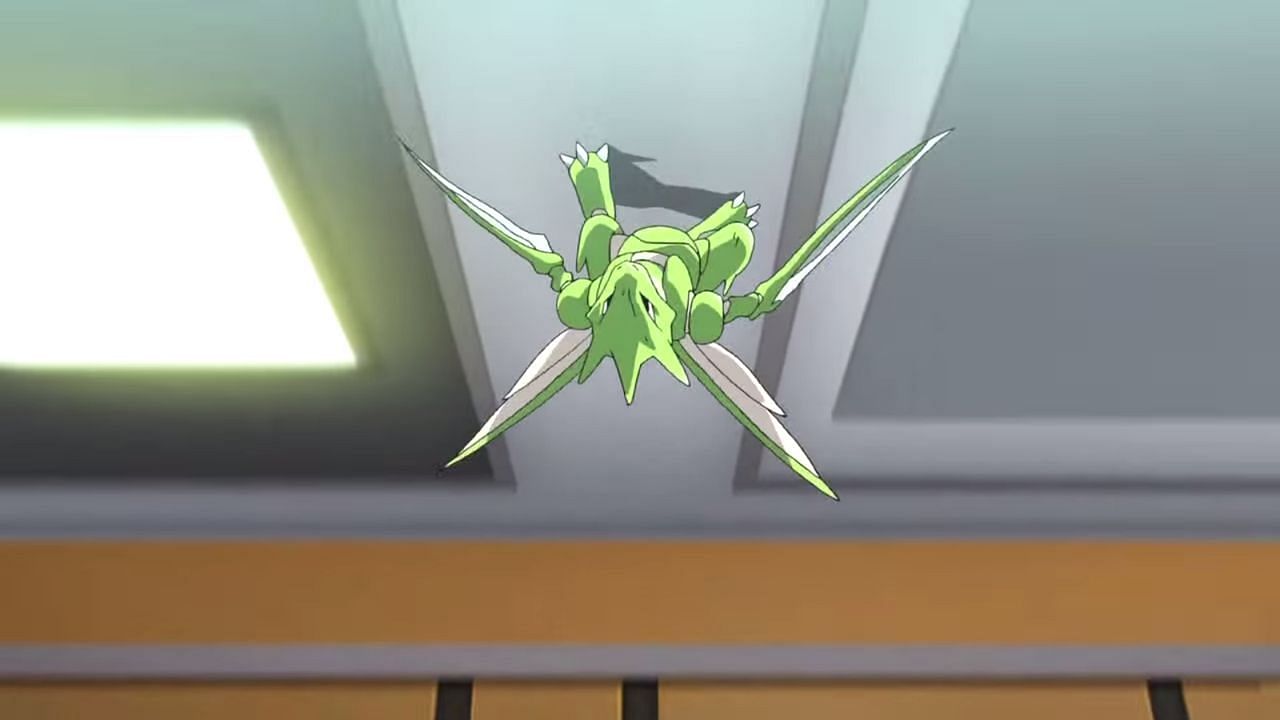 Red&#039;s Scyther as it appears in the Pokemon Origins special (Image via The Pokemon Company)