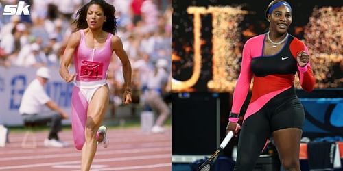 Florence Griffith-Joyner and Serena Williams sport their respective unitards