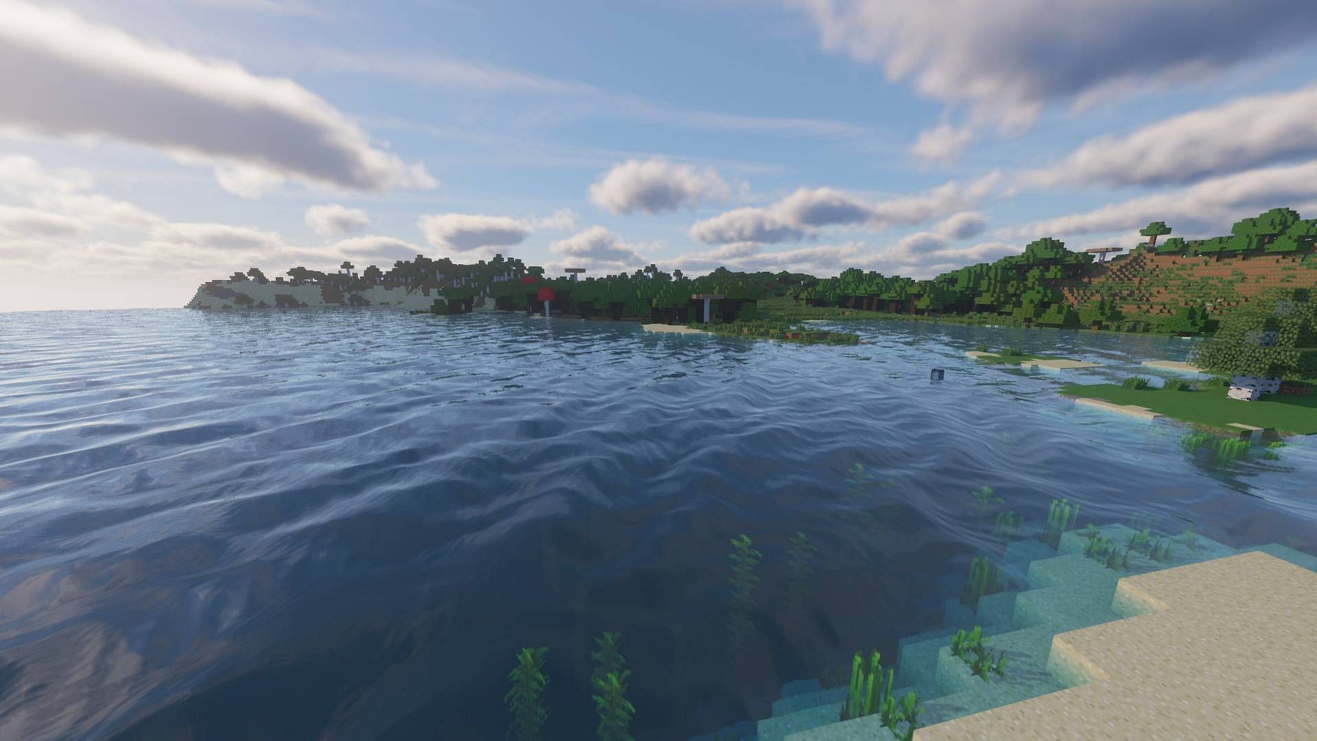 Minecraft shaders implemented to improve the water and lighting quality (Image via Mojang)