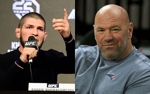 Khabib Nurmagomedov [left], UFC president Dana White [left]