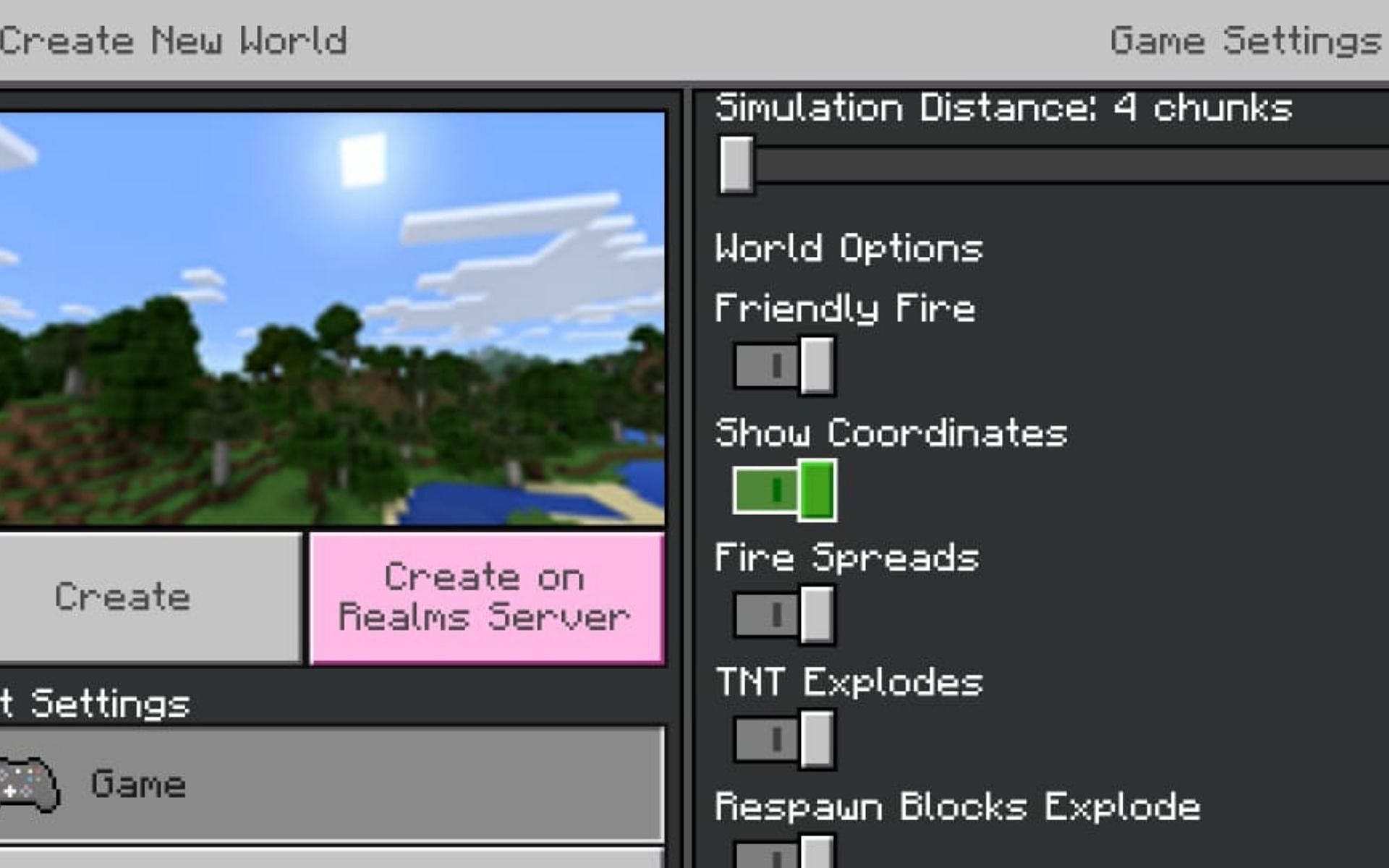 Tap on the Create tab on the left panel (Image via Minecraft)