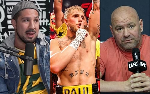 Brendan Schaub (L) Jake Paul (M) Dana White (R) [Images: @jakepaul @brendanschaub on Instagram