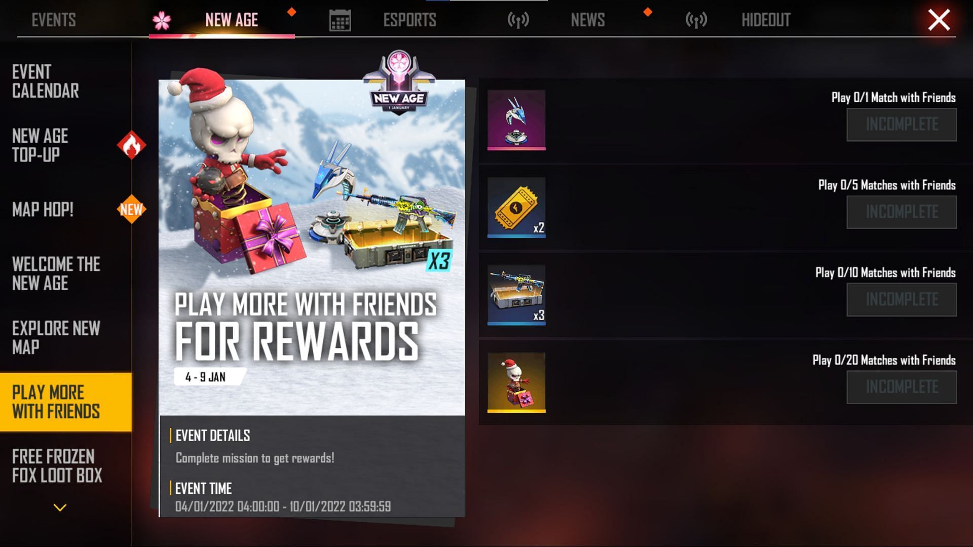 The Play More with Friends event (Image via Free Fire)