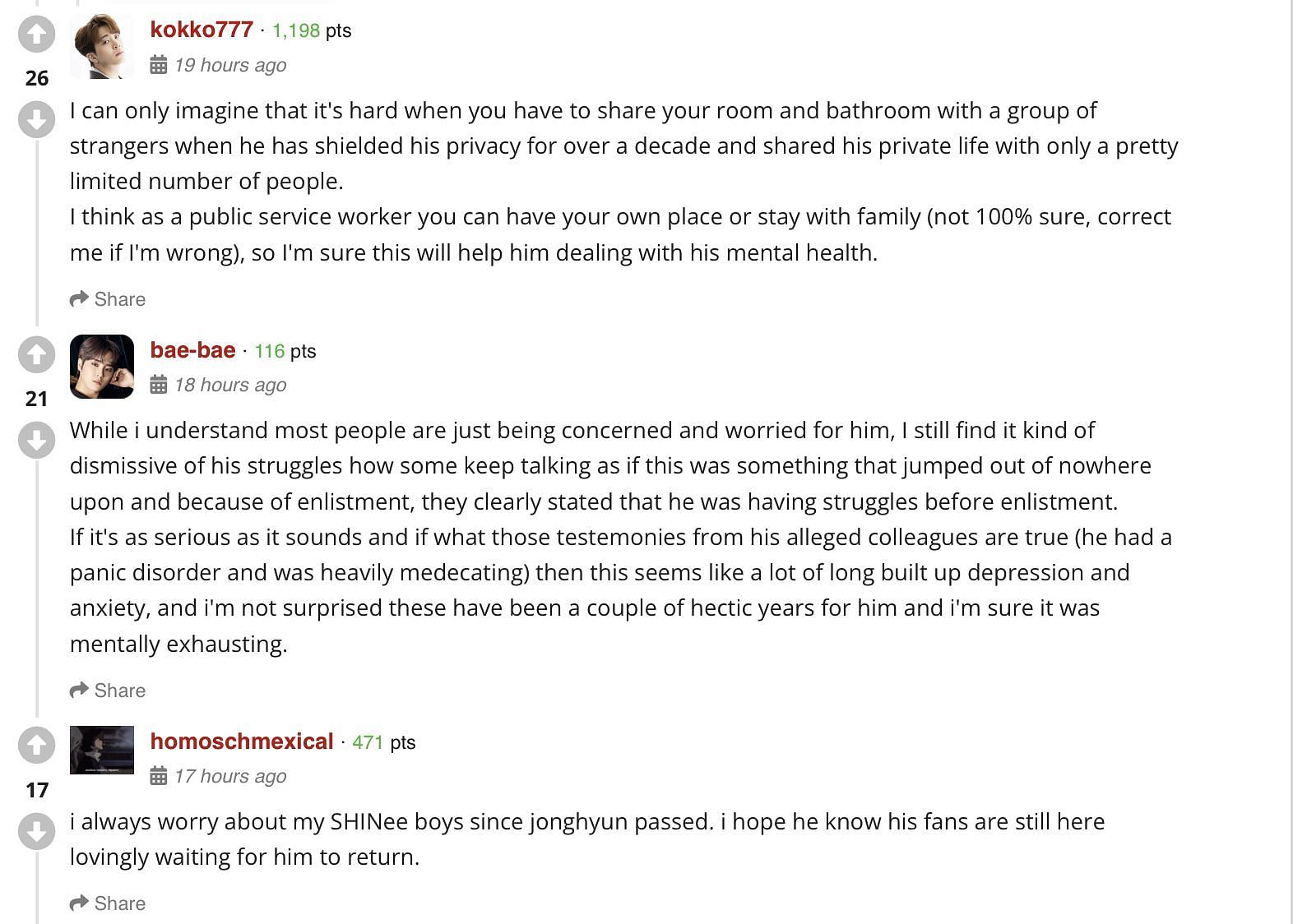 A screenshot of reactions from fans (Image via allkpop)