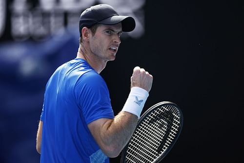 Andy Murray celebrating during the 2022 Melbourne Summer Set: Day 2