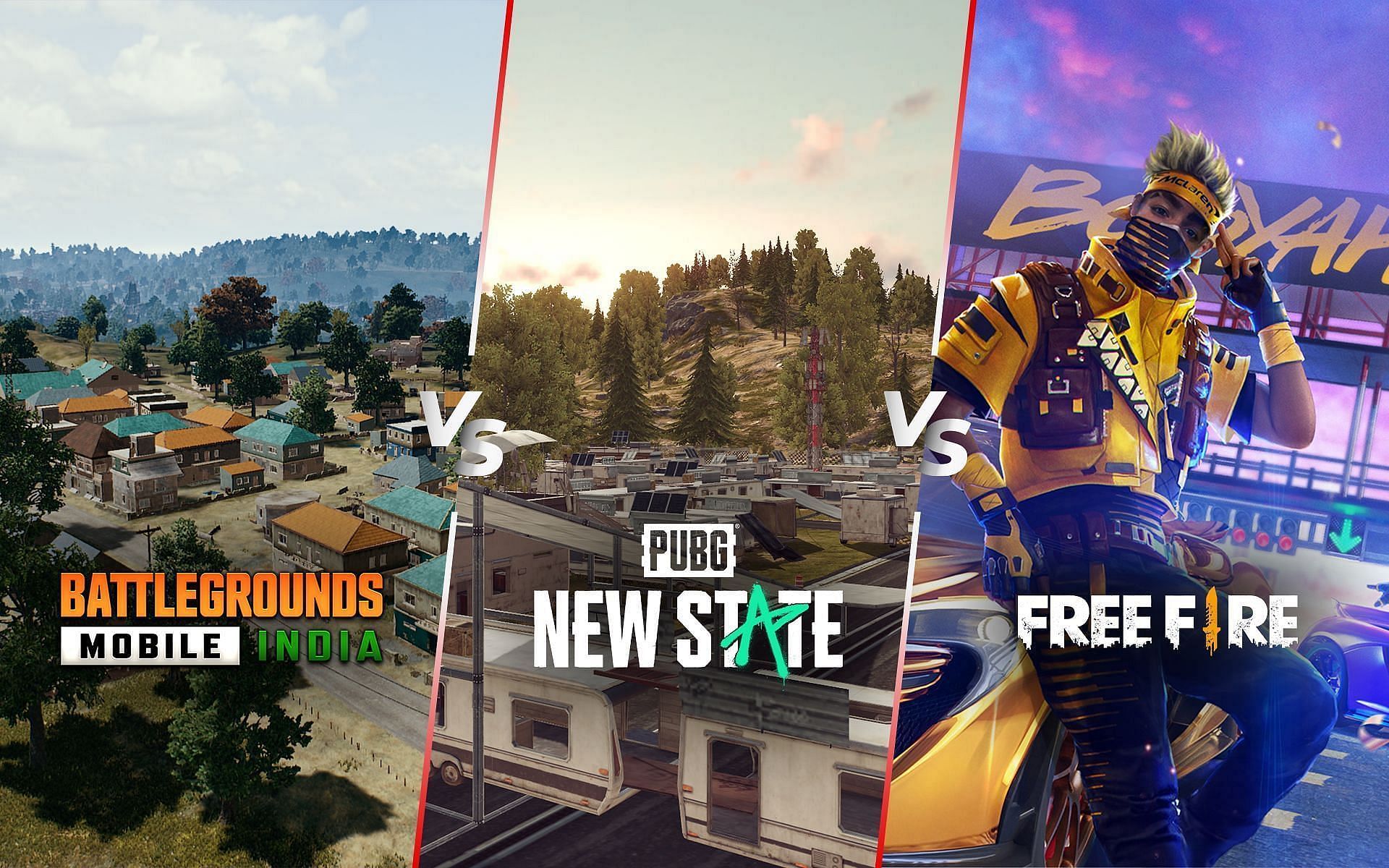 The better game between Free Fire, BGMI, PUBG New State in the low-end system (Image via Sportskeeda)