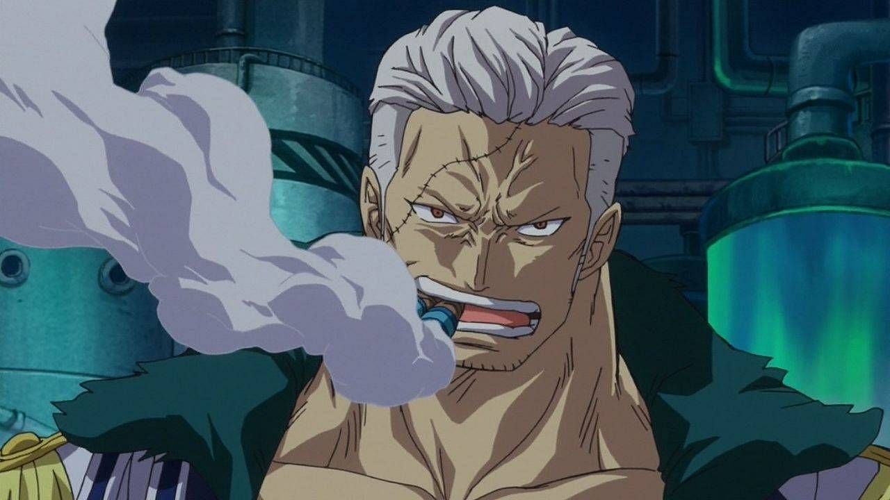 Vice Admiral Smoker as seen in the One Piece anime&#039;s Punk Hazard arc (Image via Toei Animation)