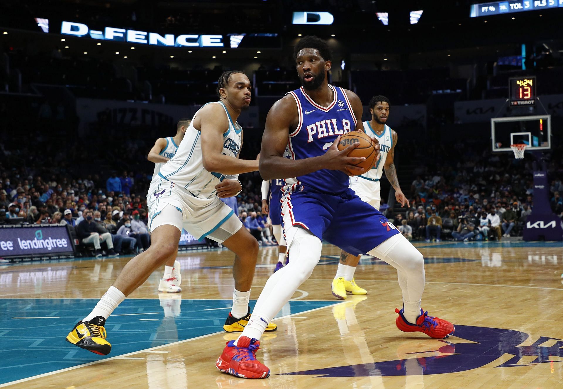 Joel Embiid looks to make a move against PJ Washington