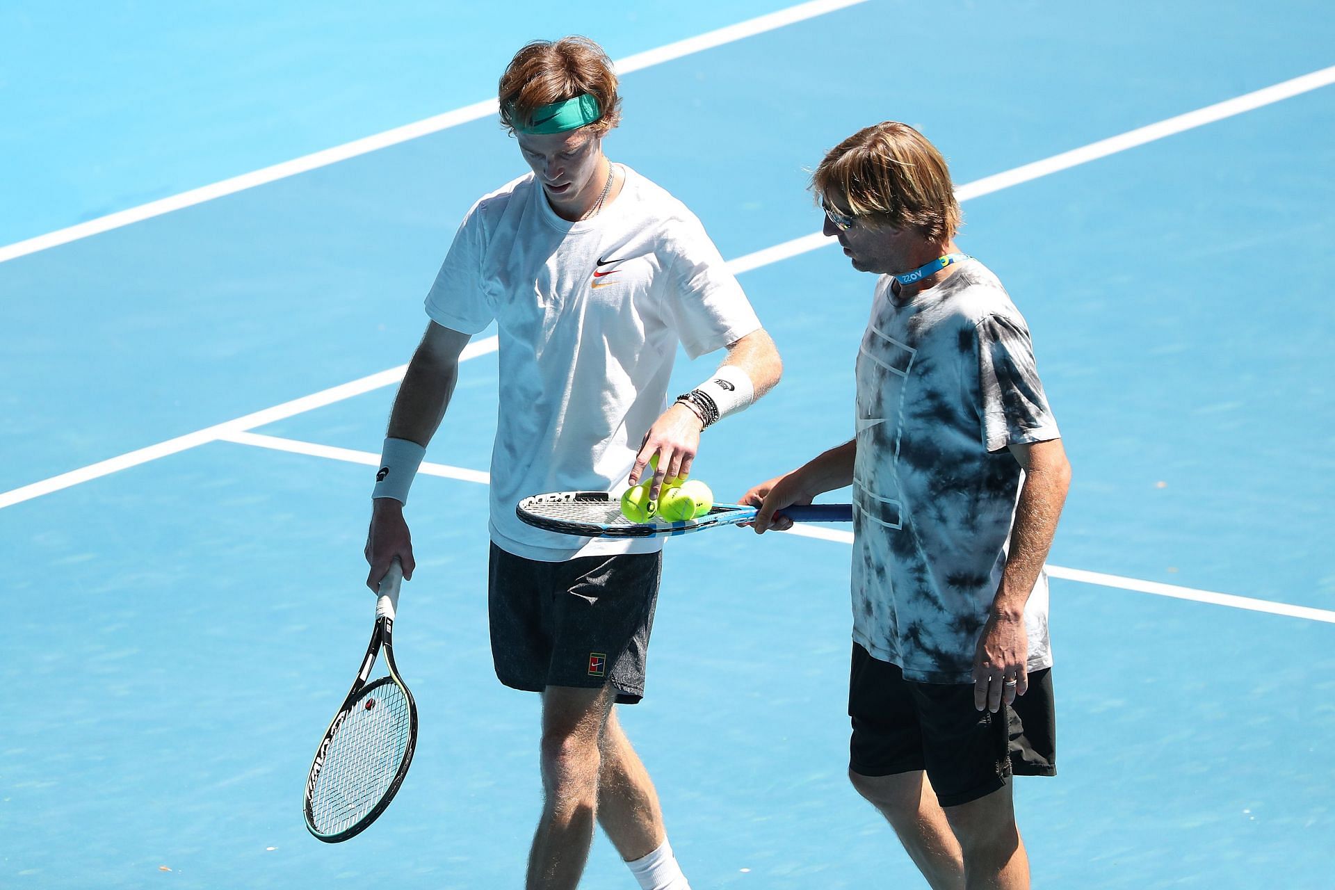Andrey Rublev (L) at the 2022 Australian Open