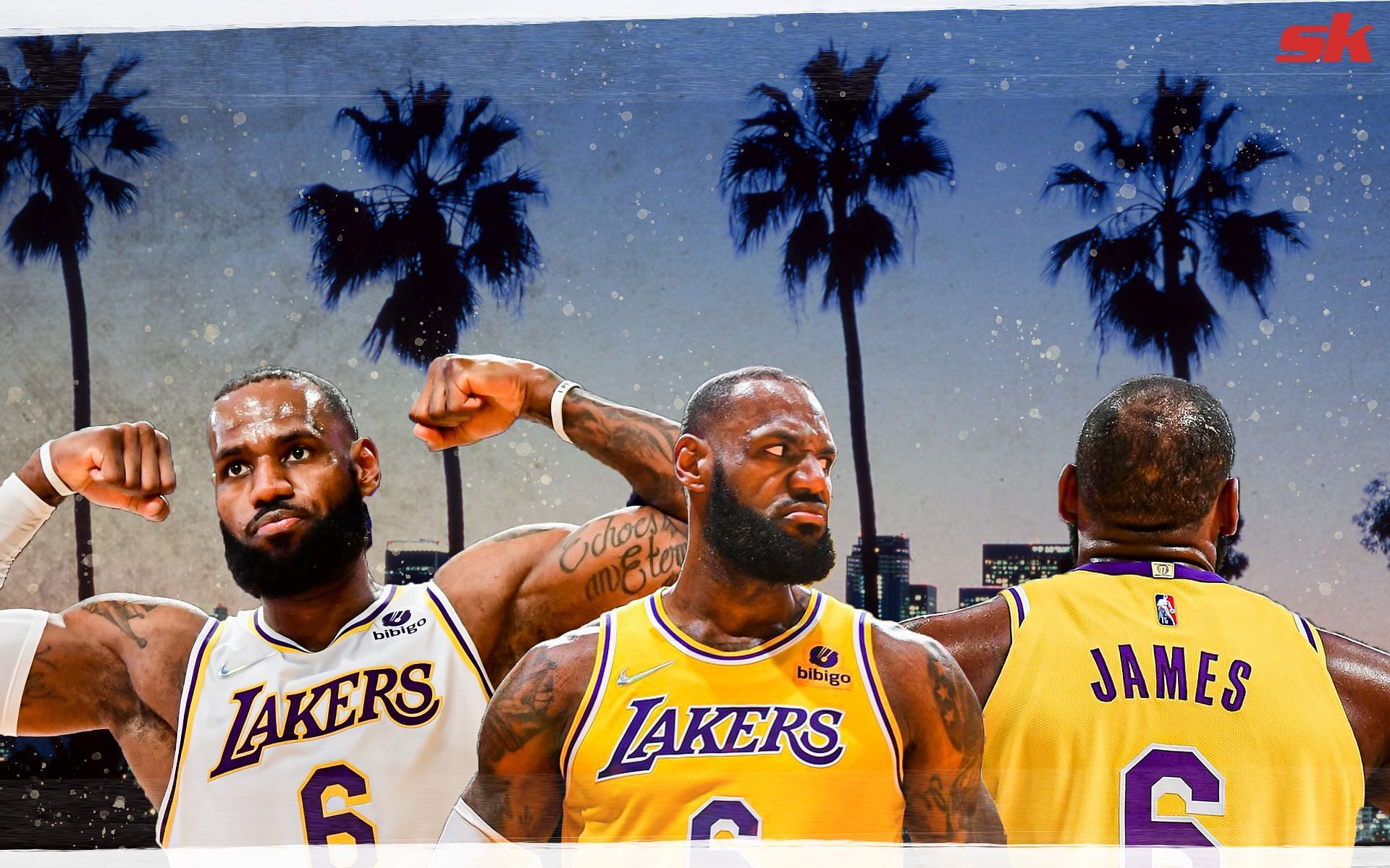 Download King Lebron James's Iconic Lakers Jersey Wallpaper