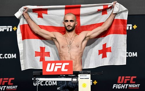 UFC featherweight contender Giga Chikadze of Georgia at an event weigh in