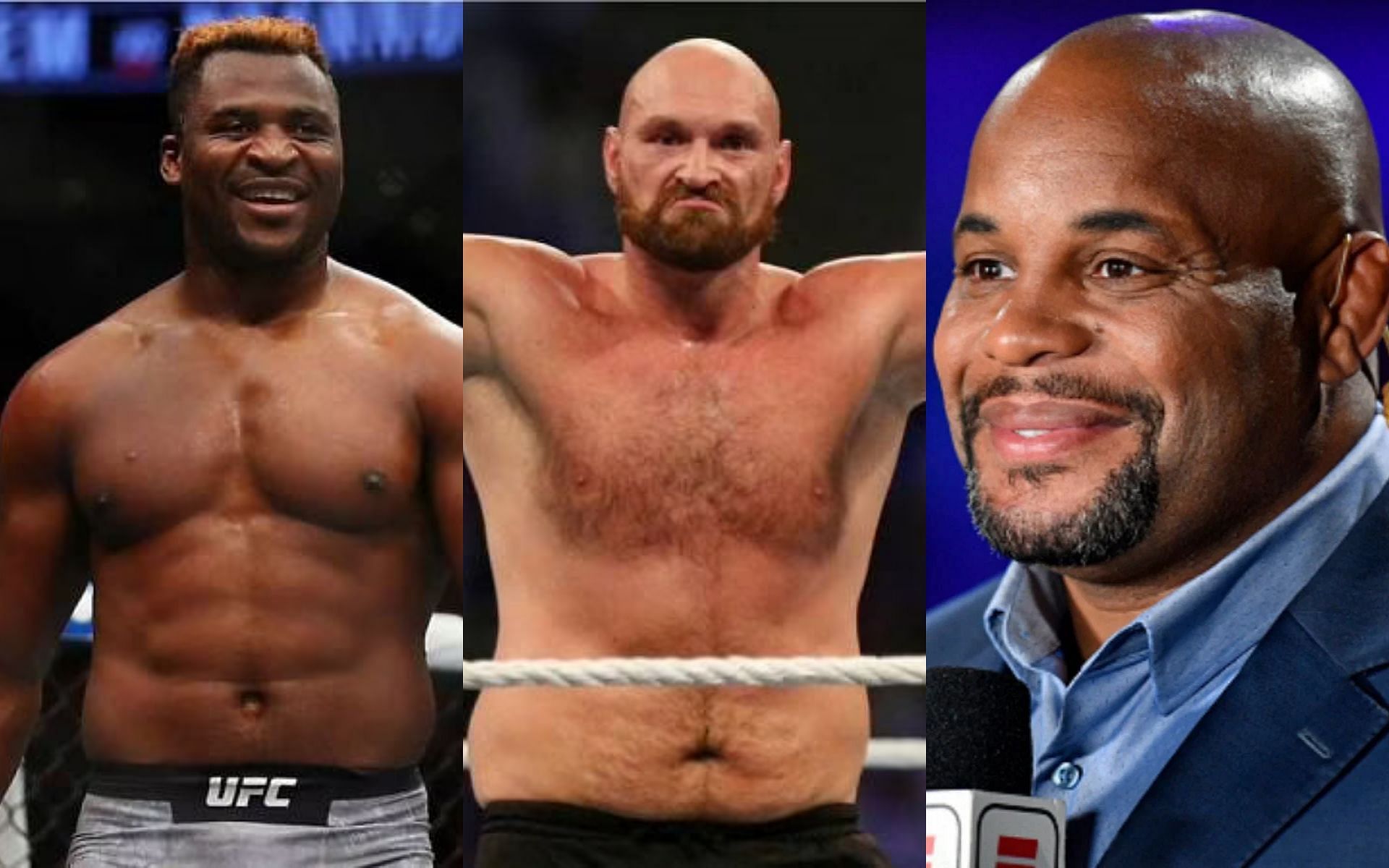 Francis Ngannou, Tyson Fury, and Daniel Cormier (left to right)