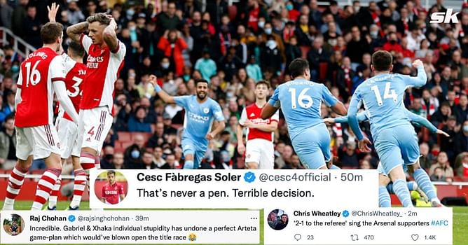 Twitter erupts as Manchester City score stoppage time winner to beat 10-man Arsenal