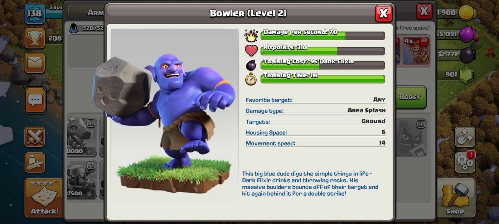 Clash of Clans Bowler (Image via Sportskeeda)