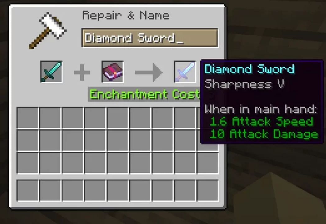 Sharpness straightforwardly increases weapon damage (Image via Mojang)