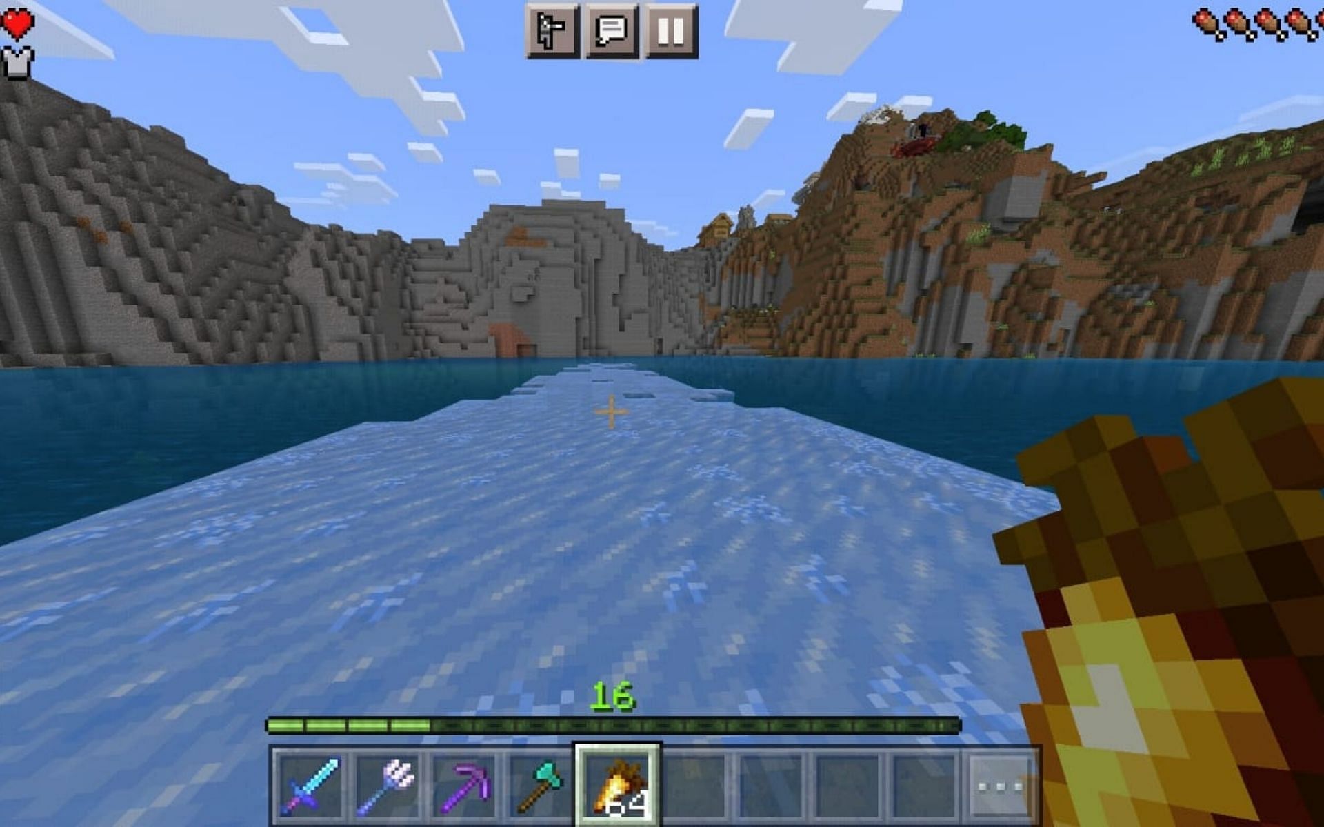 Frozen road on water (Image via Minecraft)