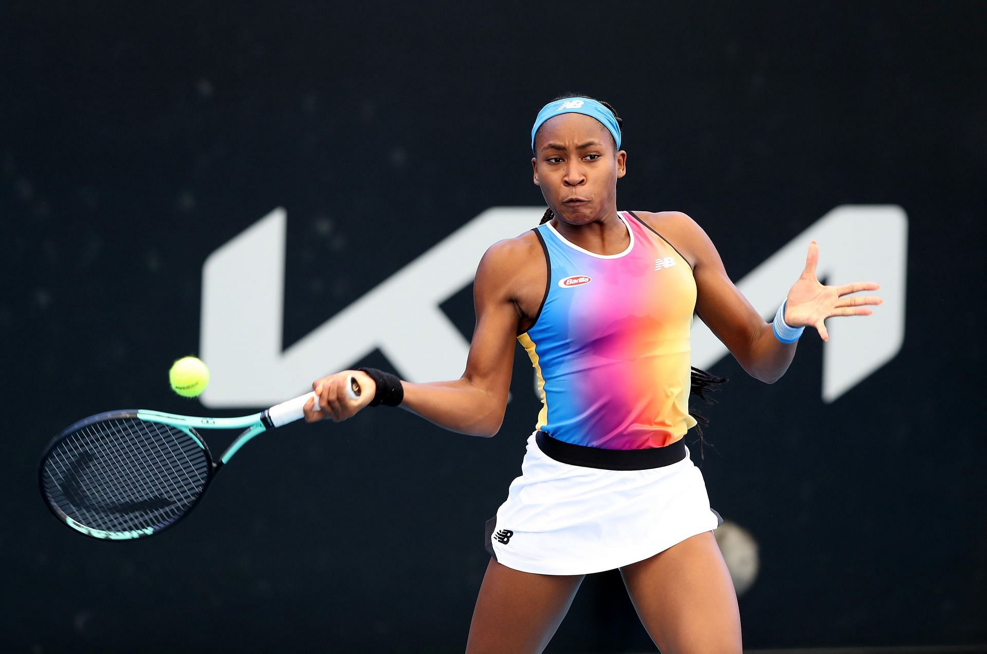 Coco Gauff in action at the 2022 Adelaide International 1