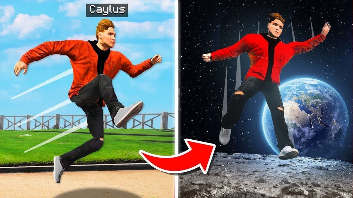 GTA 5 streamer Caylus attempts to jump to the moon in the game using mods