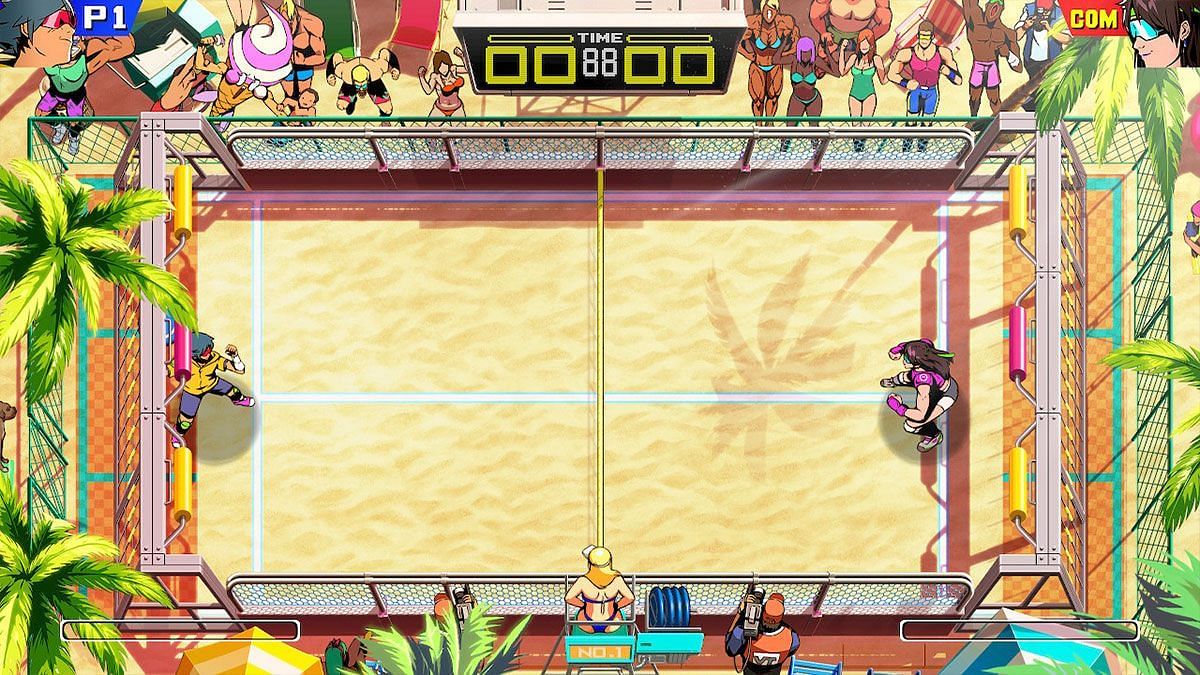 The top-down angle and the hand-drawn art style is amazing (Image via Windjammers 2)