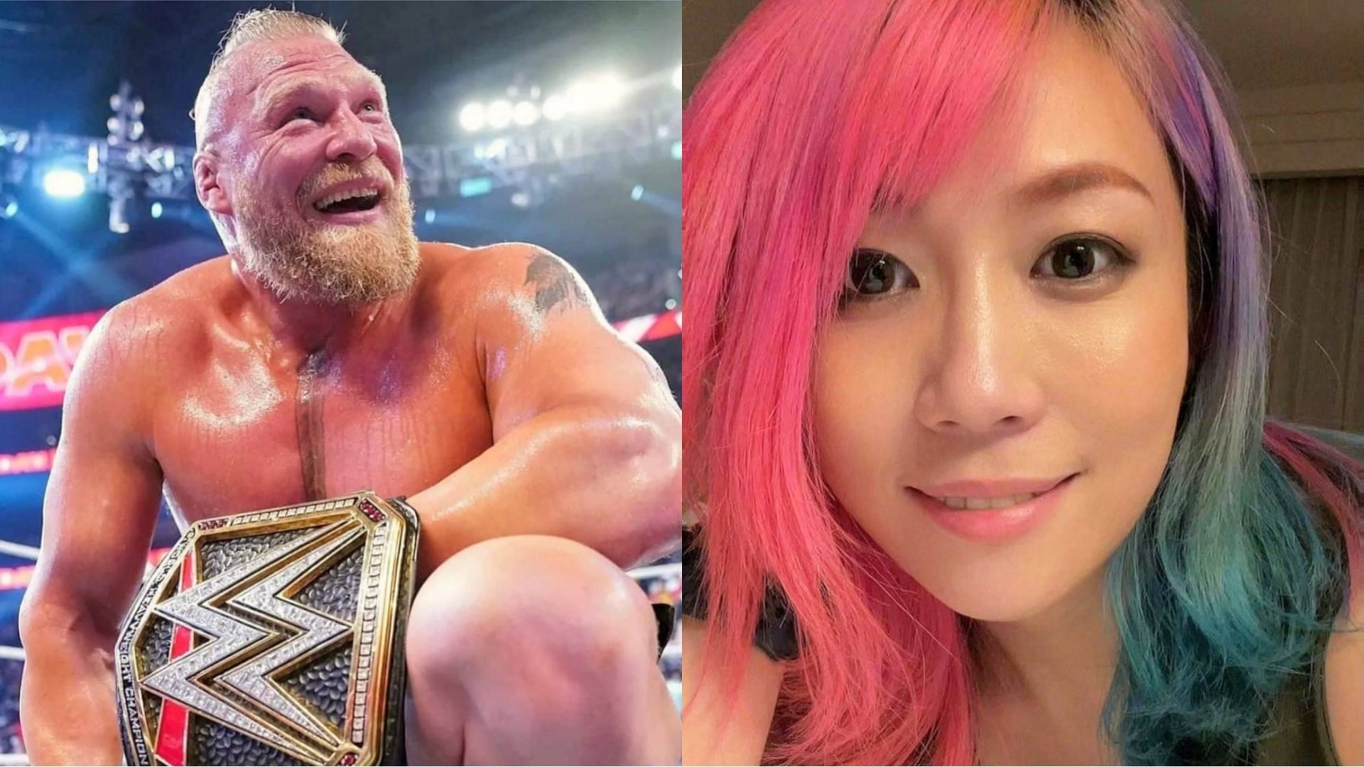 Brock Lesnar (left) and Asuka (right)