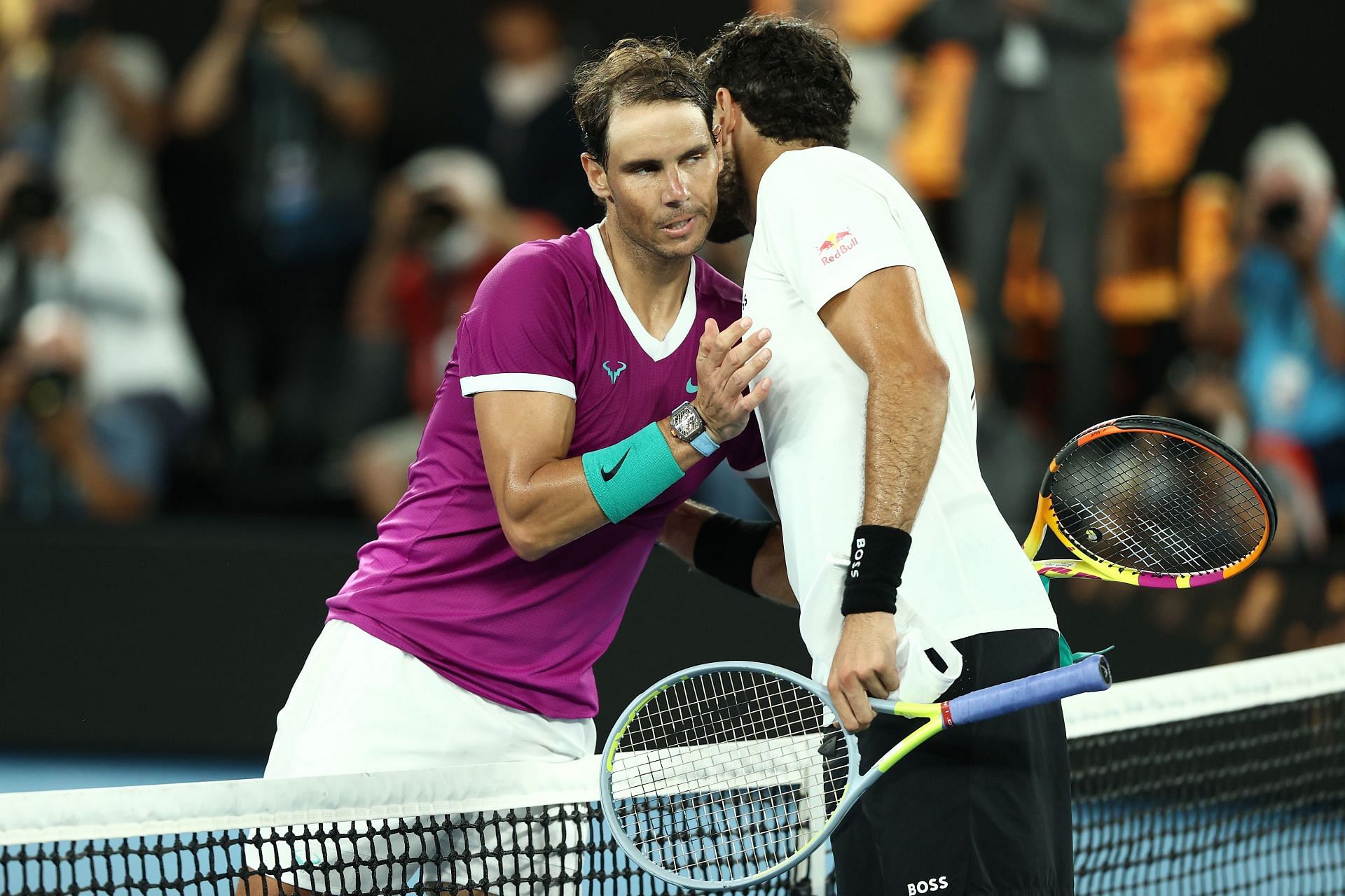 Rafael Nadal (L) and Matteo Berrettini