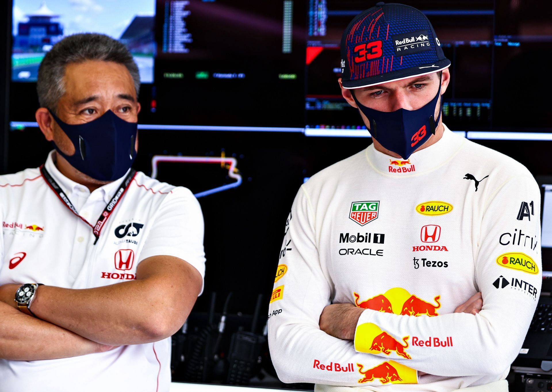 Masashi Yamamoto (left) and Max Verstappen (Photo by Mark Thompson/Getty Images) 