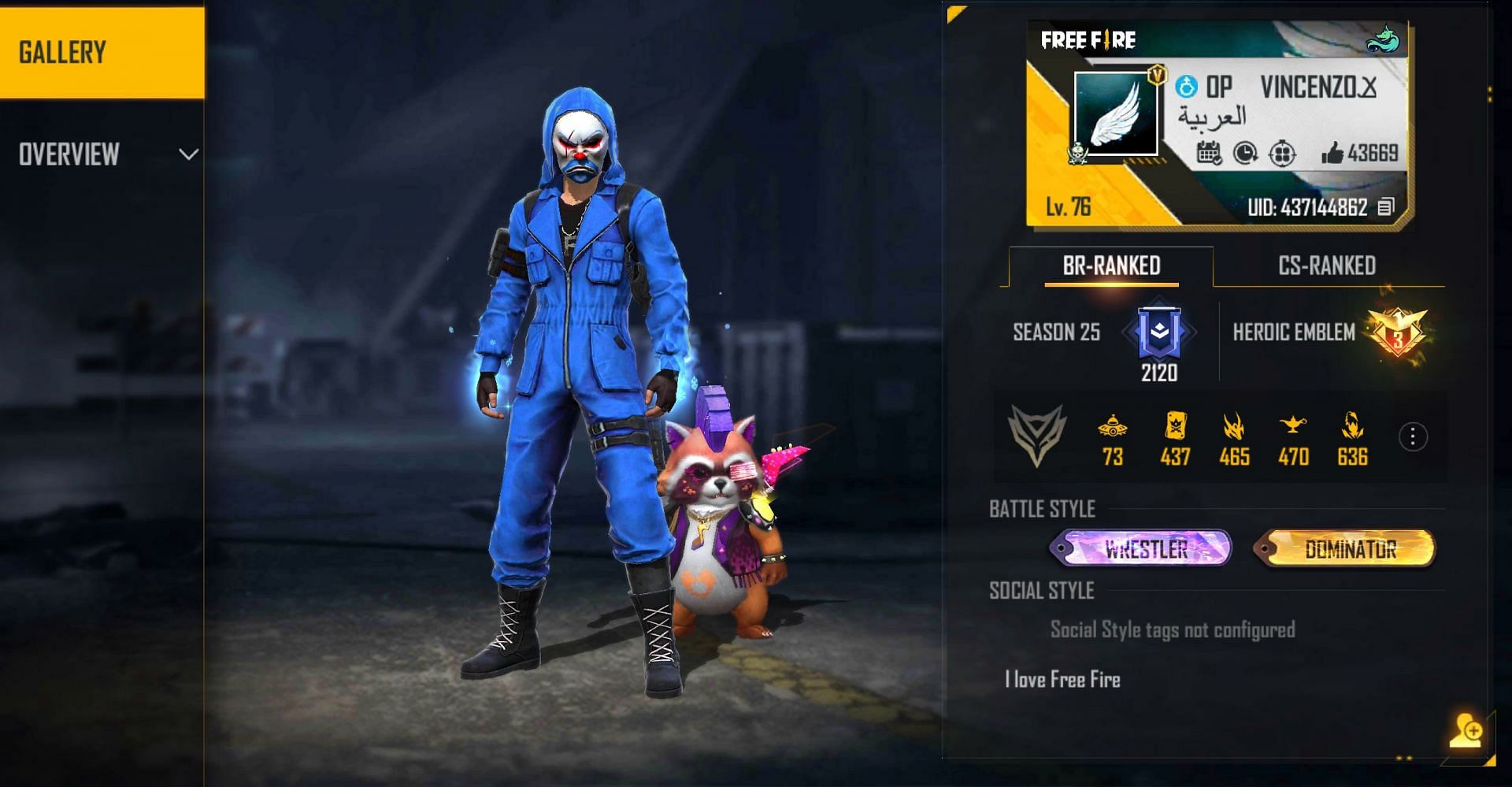 This is Vincenzo&rsquo;s ID in Garena Free Fire (Image via Free Fire)