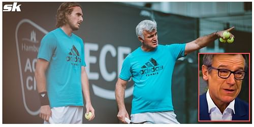 (L) Stefanos and Apostolos Tsitsipas, (R) Mats Wilander