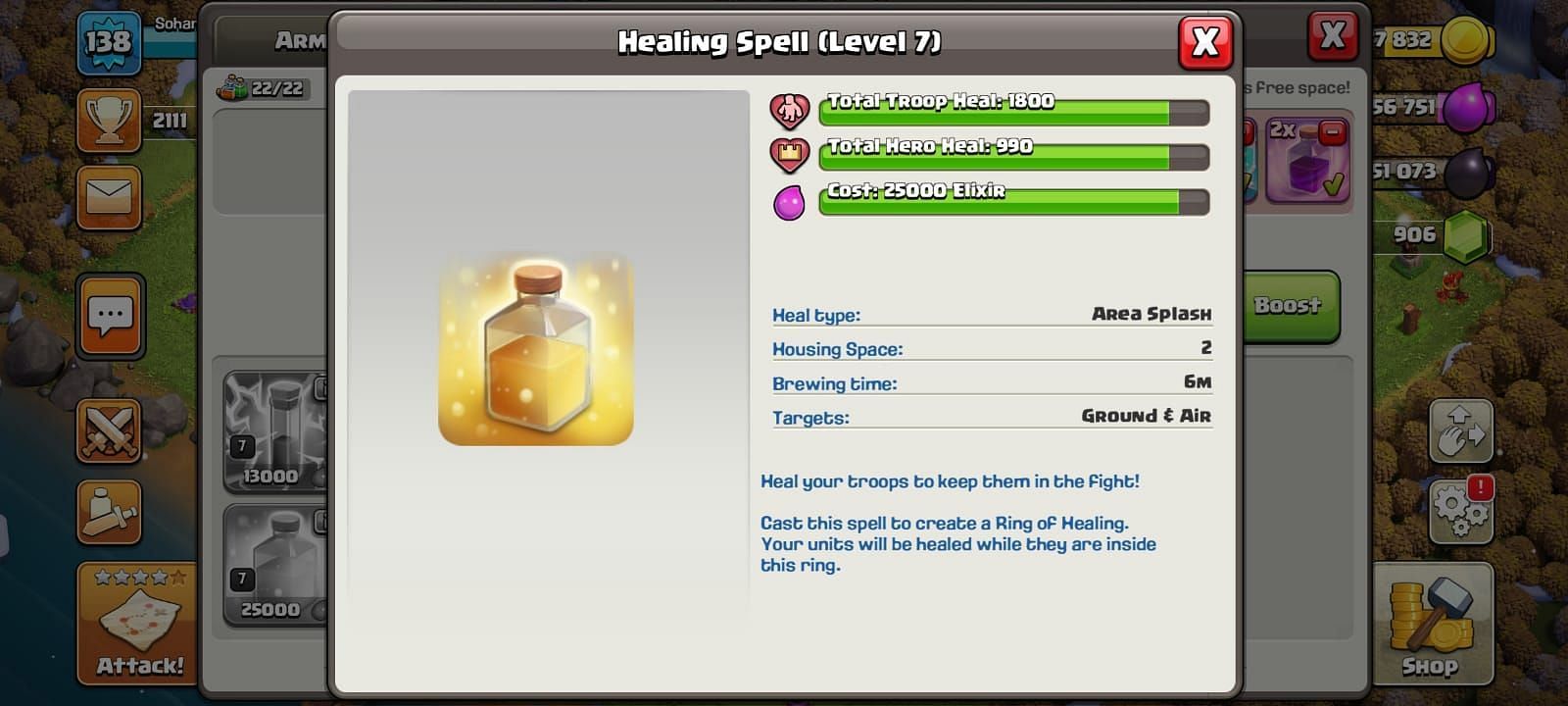 The Clash of Clans Healing Spell (Image via Sportskeeda)