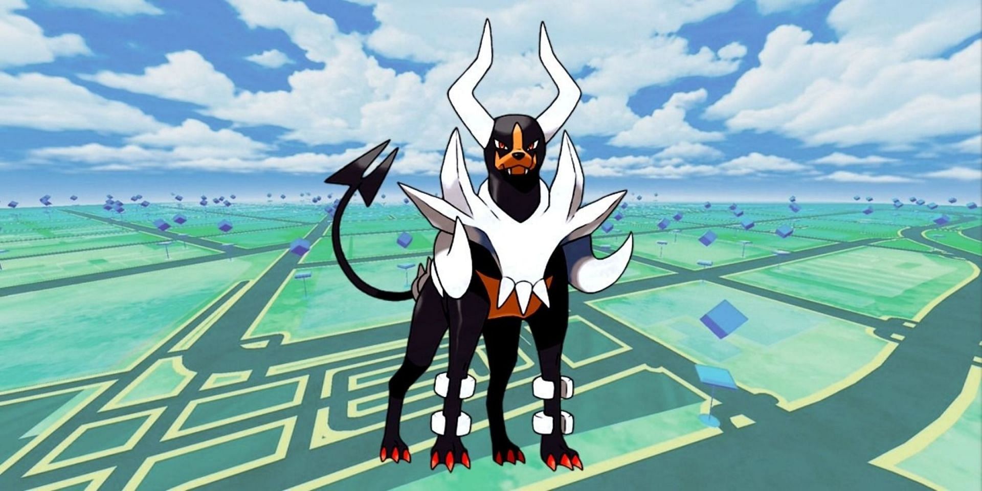 Mega Houndoom is a Dark/Fire-type raid boss in Pokemon GO (Image via Niantic)