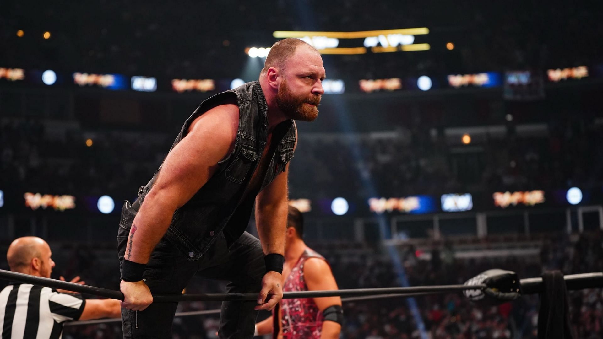Jon Moxley at an AEW Rampage taping in 2021