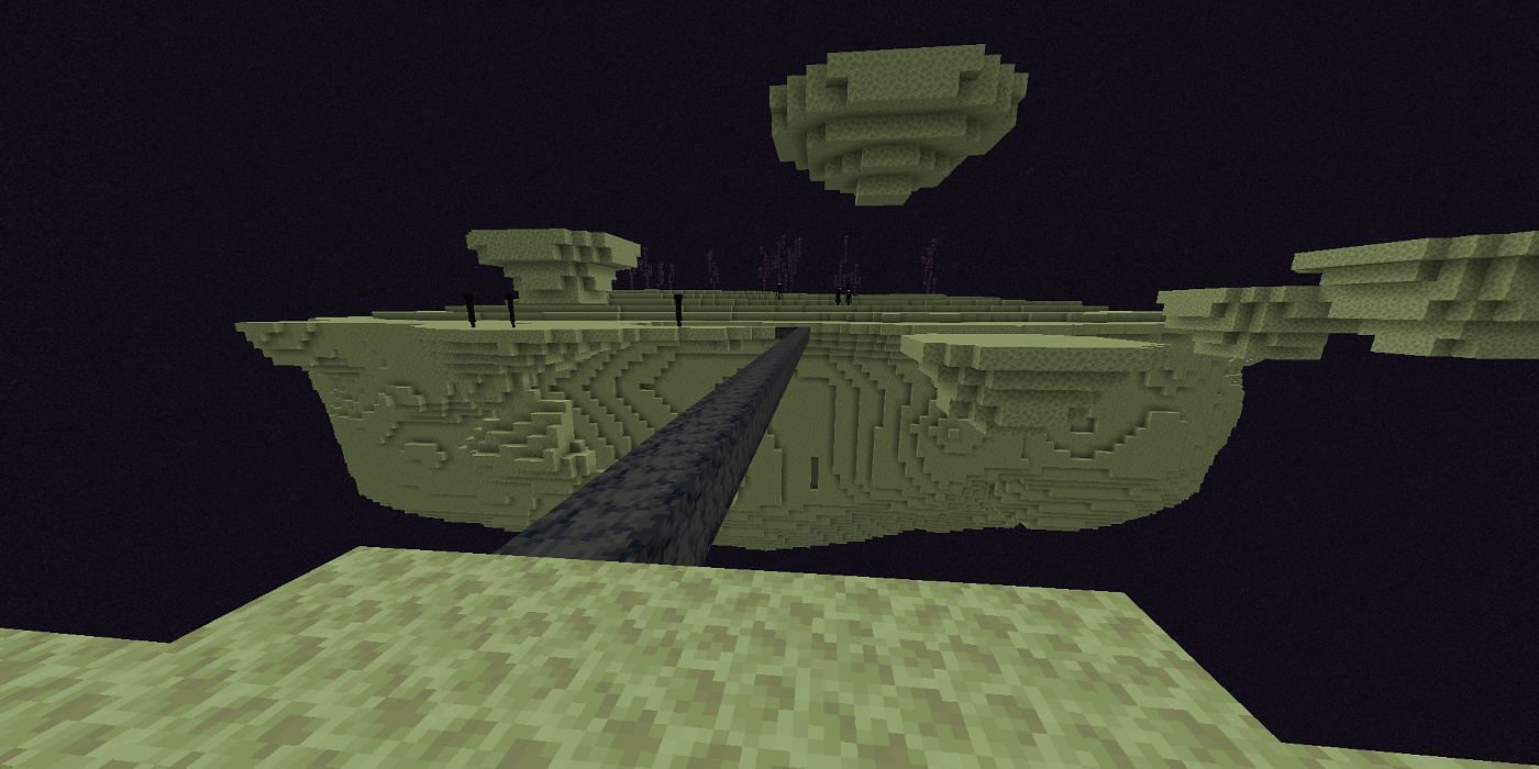 Bridging in End realm (Image via Mojang)