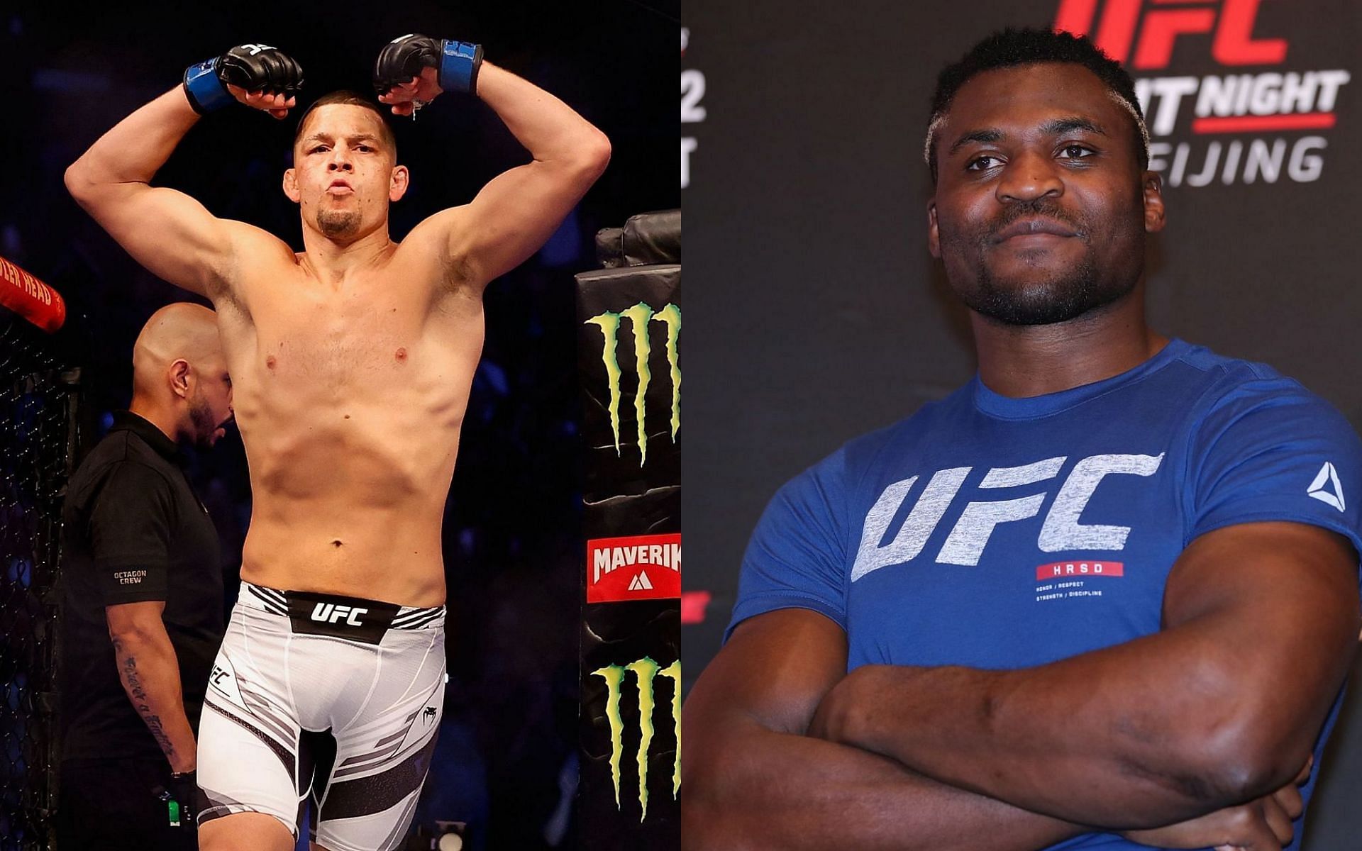 Nate Diaz (left) and Francis Ngannou (right)
