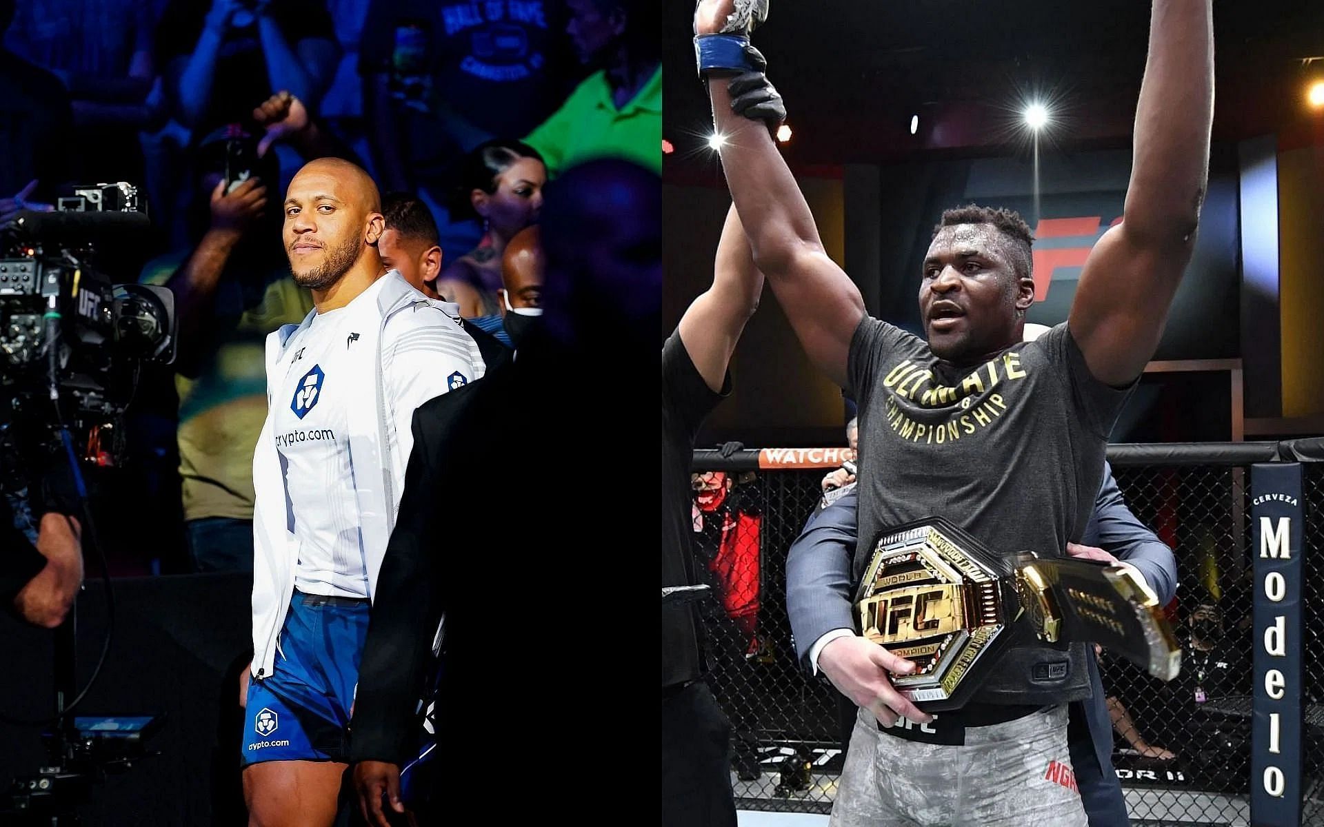 Ciryl Gane (left) and Francis Ngannou (right)