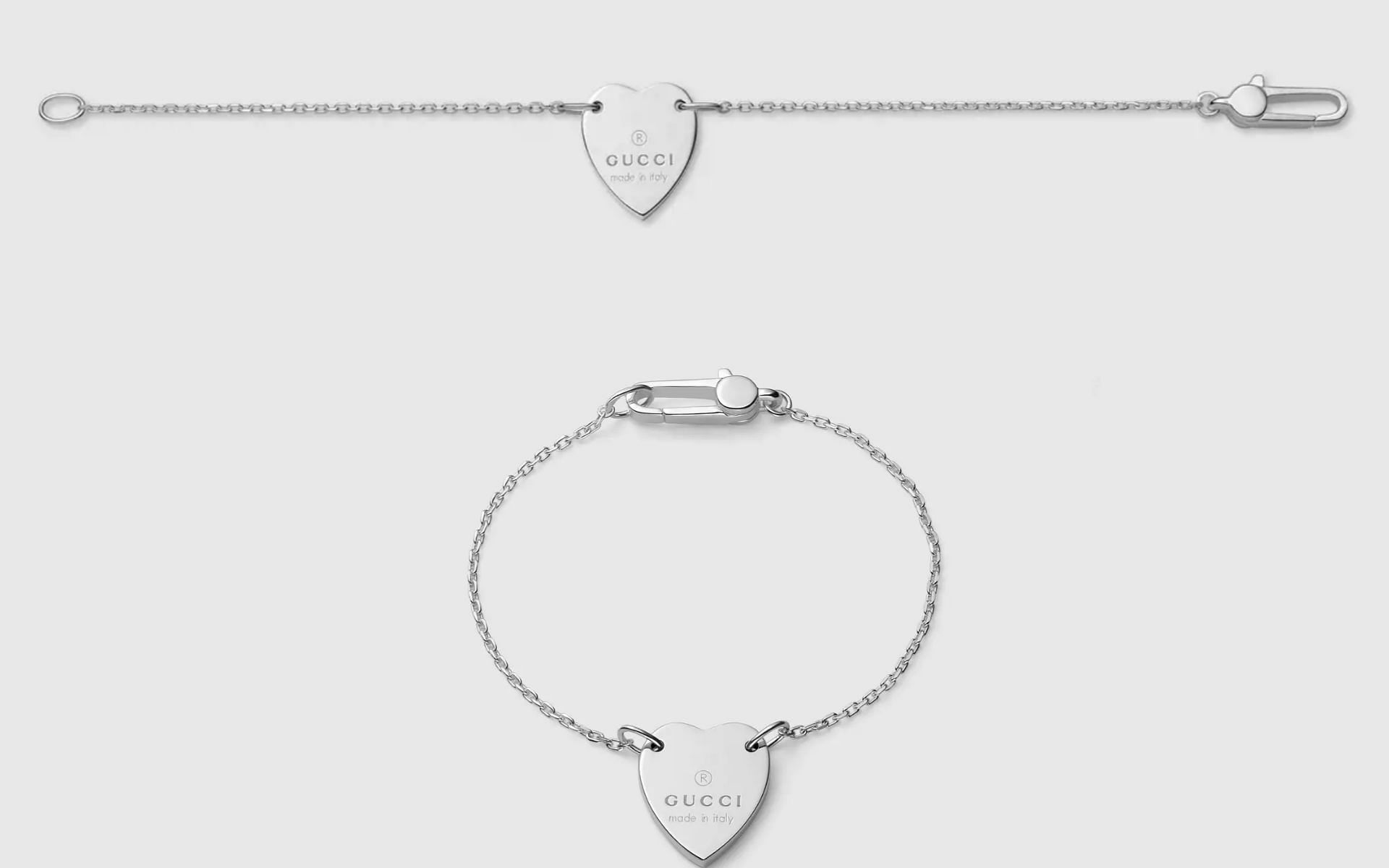 Heart bracelet with Gucci trademark (Image via Gucci.com)