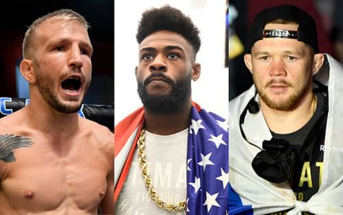 TJ Dillashaw (left); Aljamain Sterling (center); Petr Yan (right)