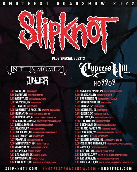 Slipknot Knotfest Roadshow 2022: Schedule, how to buy tickets, presale code  and all you need to know