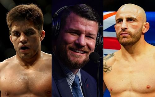 Henry Cejudo (left), Michael Bisping (center) & Alexander Volkanovski (right)