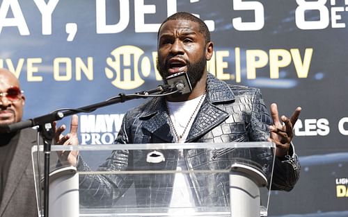 Floyd Mayweather at the Gervonta Davis vs Rolando Romero Press Conference