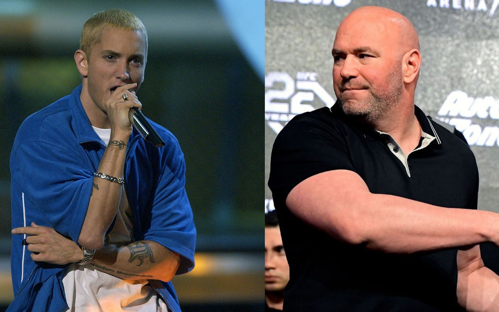 Eminem (left), Dana White (right) [Credits: @MTV via Twitter]