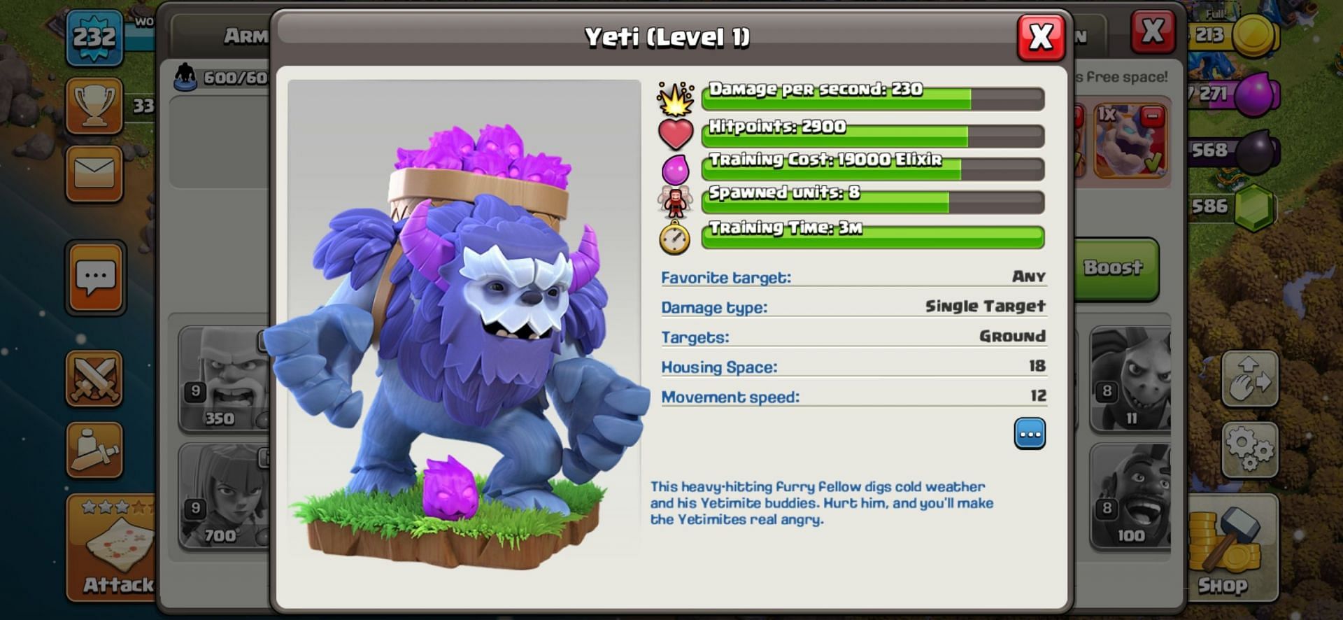The Yeti troop in Clash of Clans (Image via Clash of Clans)