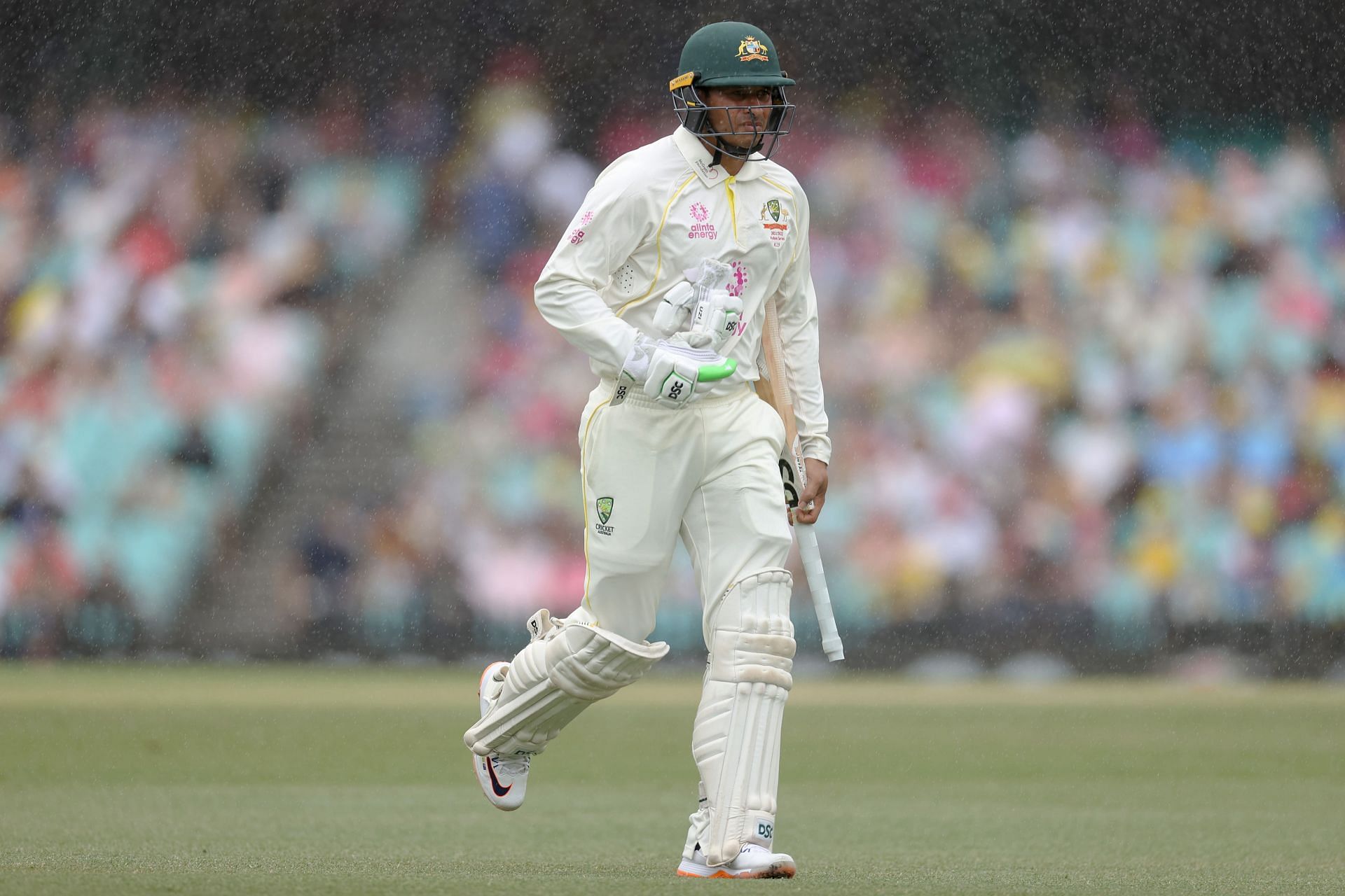 Michael Atherton praised Usman Khawaja (in pic), who scored his ninth Test century on Day 2 of the fourth Ashes Test