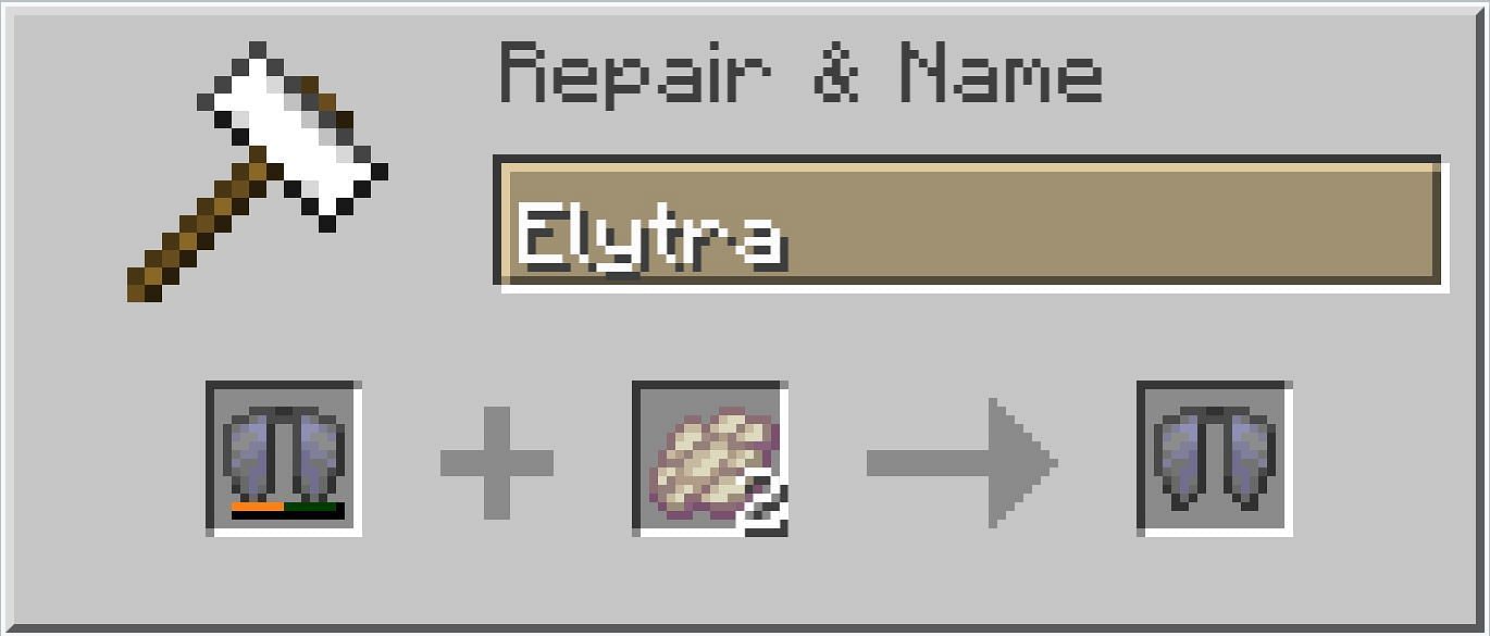 إصلاح Elytra على السندان (الصورة من Minecraft Wiki)